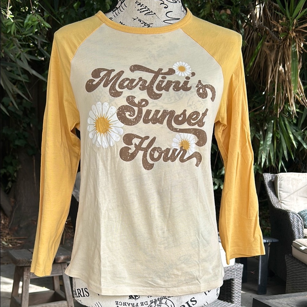 Spell Yellow & Cream 'Martini Sunset Hour' Long Sleeve Tee